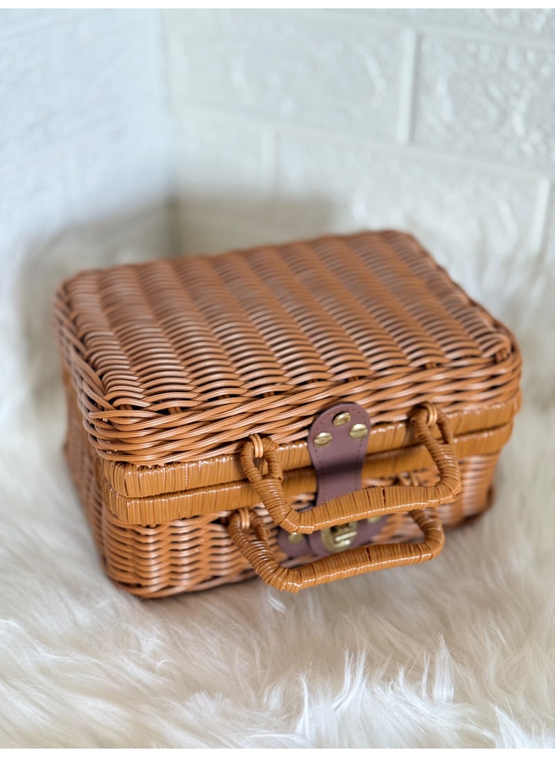 Handwoven Bamboo Trunk Gift Box with Lid – Premium Natural Storage & Luxury Hamper Packaging – 22x17x11 cm - Image 2
